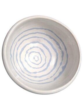 Sky Blue and White Footed Trinket Catch-All Dish Bowl